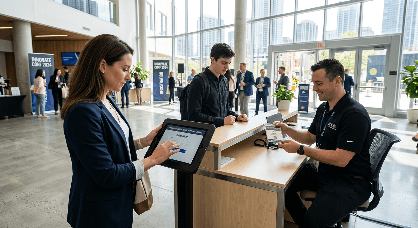 Woman Checking In At Desk