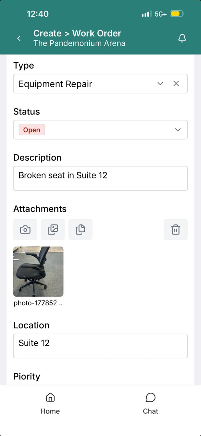 Work Order Created on Mobile